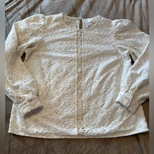 Sezane White Lace Detail Blouse